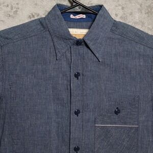 Mister Freedom Shirt Mens Small Blue Chambray Utility Long Sleeve Made in Japan